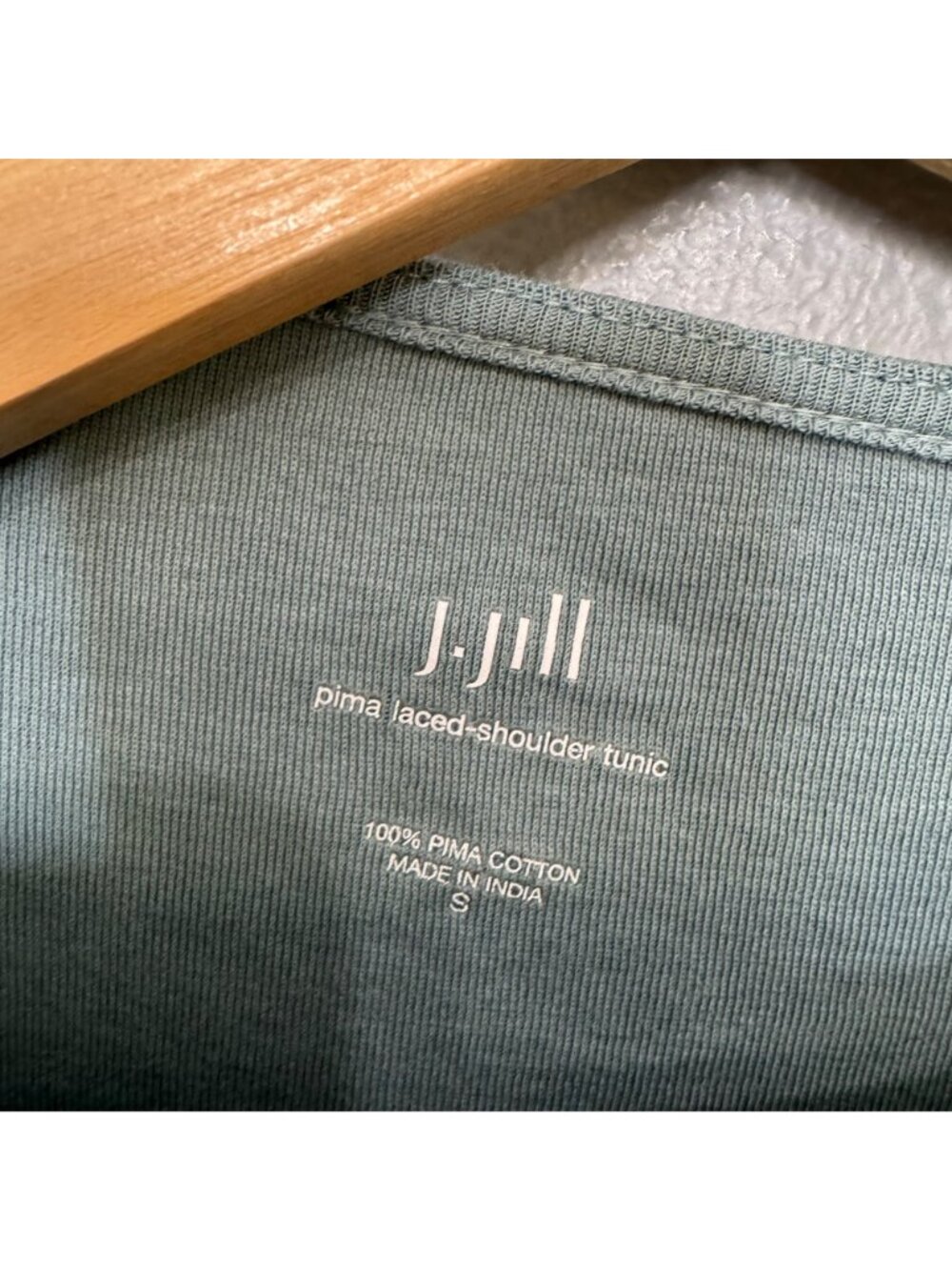 J.JILL pima cotton laced shoulder tunic in sage green size S - Picture 6 of 6